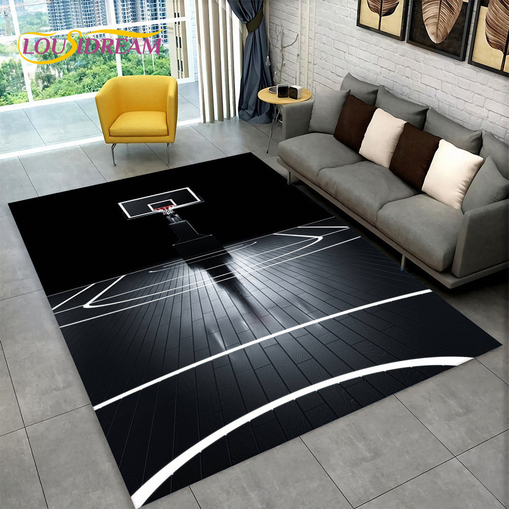Badminton Zone - Karpet Area kartun basket 3D besar,