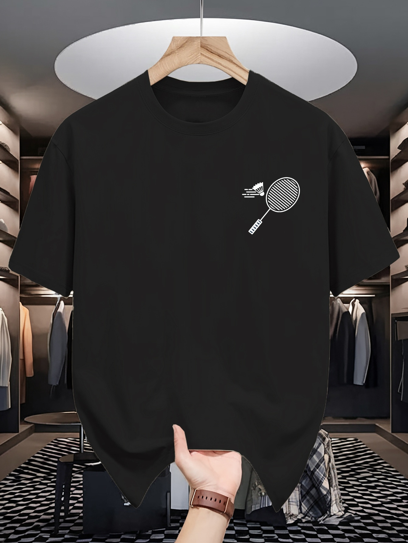 Badminton Aesthetic - Kaos Crew Neck Pria Minimalis dengan