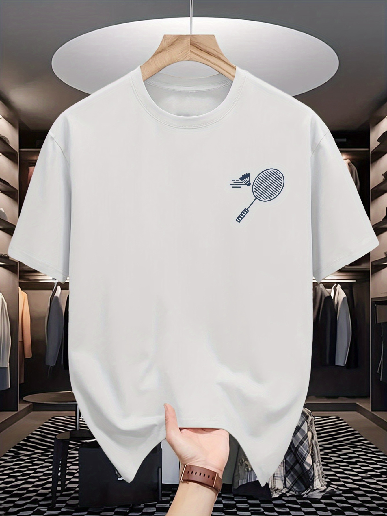 Kaos Crew Neck Pria Minimalis  - Badminton Aesthetic ulasan dan harga